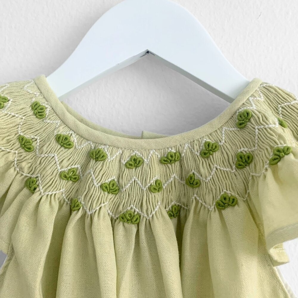 NWT Beautiful Girls Embroidered Smocked Bishop Dress Spring Botanicals Green 11Y - Picture 5 of 6